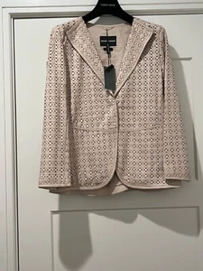 Emporio Armani Women's Leather Blazer Jacket - Size IT 44 - Picture 1 of 4