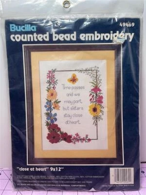 BUCILLA Counted Cross Bead Embroidery - CLOSE AT HEART - 9" x 12" - Image 1 of 3