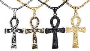 Edelstahl Ankh Kreuz Anhänger altägyptisch Hieroglyphen Symbol Halskette - Bild 1 von 39