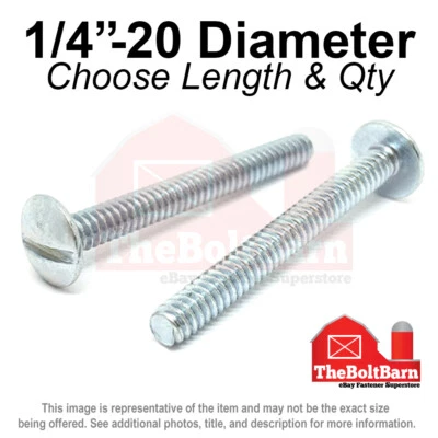 1/4"-20 Slotted Truss Head Machine Screws Bolts Zinc Coarse (Pick Length & Qty) - Image 1 of 2