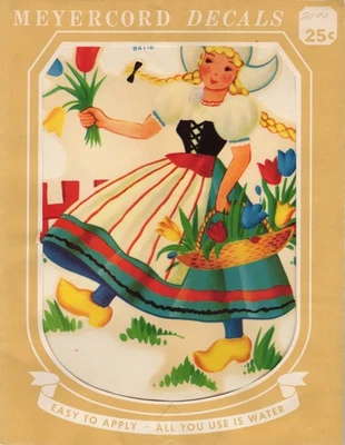 Calcomanía vintage Meyercord 841-B Holanda niña holandesa Foto 1 de 3