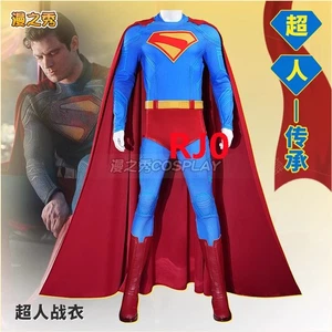 New Superman Halloween Jumpsuit Outfit Clark Kent Cosplay Costume Full Set Prop - Picture 1 of 11