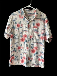 American Eagle Cotton Linen Hawaiian Tropical Vacation Kitsch Shirt Mens L - Picture 1 of 7