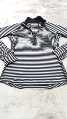 Chaqueta Suéter Mountain Hardwear Para Mujer Talla Mediana Negra Blanca Rayas 1/4 Cremallera Foto 1 de 4