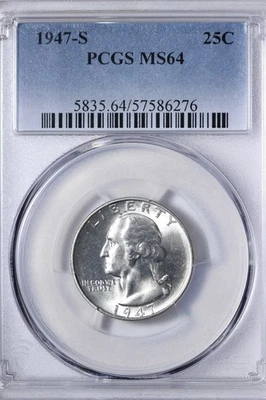 BU 1947-S Washington Quarter PCGS MS64 UGCM - Image 1 of 3