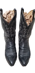 Stivali da cowboy DAN POST 'Milwaukee' in pelle di vacchetta nera taglia 9EW - Foto 1 di 6