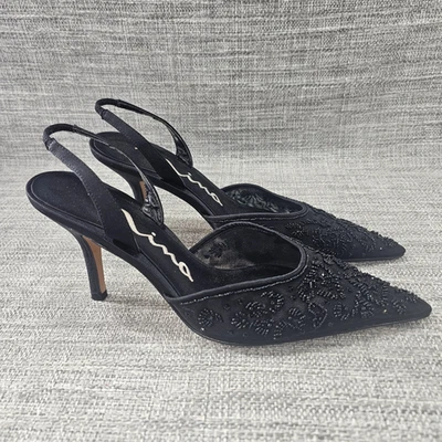 Zapatos de salón Nina con cordones negros adornados con cuentas para mujer talla 7,5 Foto 1 de 4