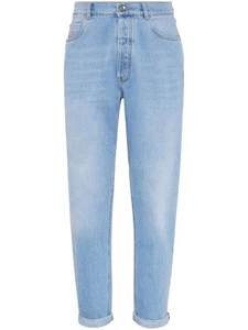 $975 Brunello Cucinelli Pantalones Para Hombre Nuevos con Etiquetas en Denim Lavado Ligero - Imagen 1 de 8