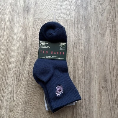 TED BAKER 3 упаковки женщины RAYON HI QTR носки комплект UK3-7 EU35.5-39.5 BNWT RRP£20 - Изображение 1 из 4