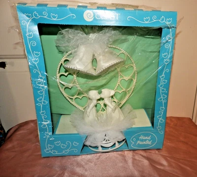 Decoración de pastel de boda vintage rara costa novedad corazón pintado a mano con campanas Foto 1 de 4