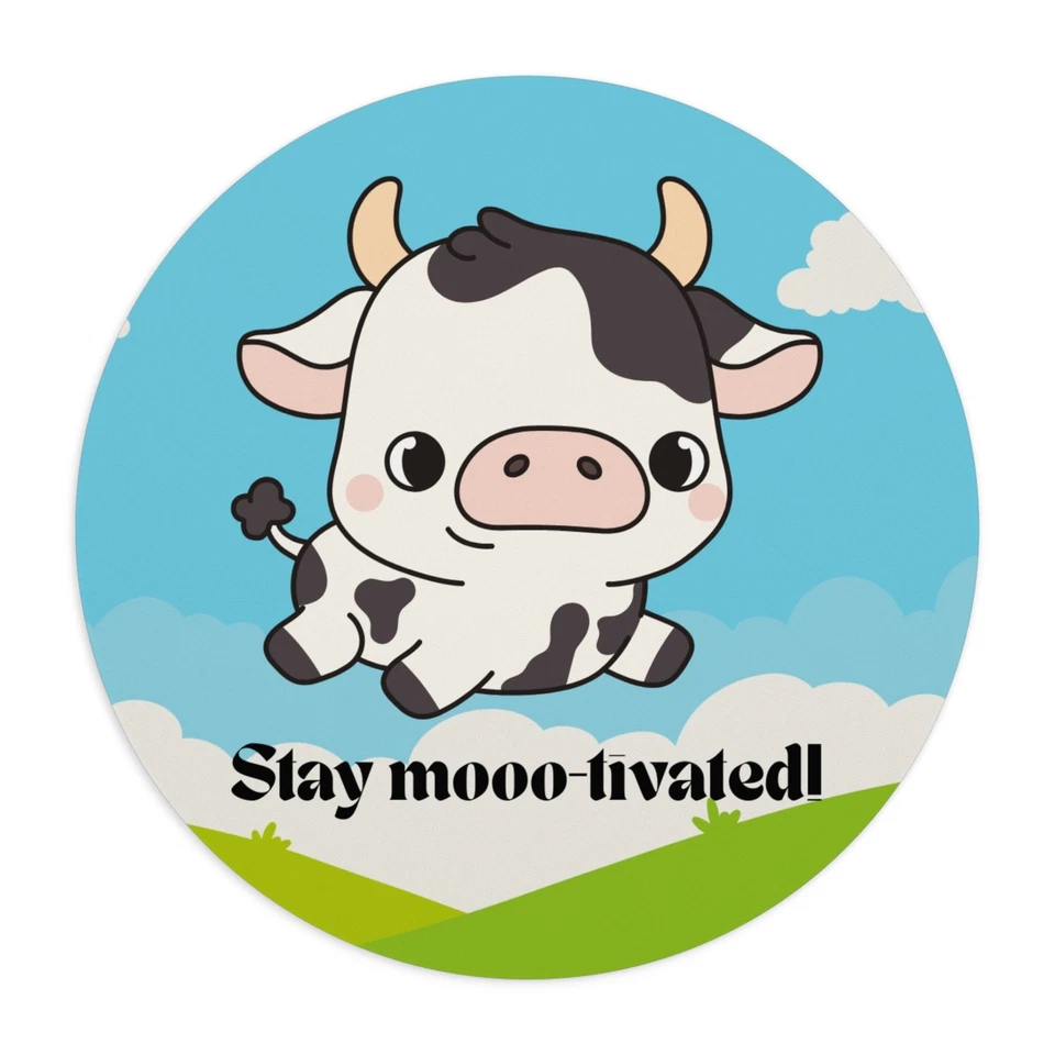 Cute Cow Mouse Pad - Stay Moo-tivated Desk Decor, Gift for Animal Lover - Image 1 of 1