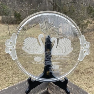 MIKASA Walther 15" Swan Crystal/Frosted Cake Plate by W. Germany 25 - Picture 1 of 11