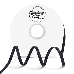 Nastro raso doubleface nero 1/4 pollice 100 iarde, confezione regalo artigianale Natale - Foto 1 di 7