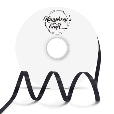 1/4 Inch Black Double Faced Satin Ribbon 100 Yards, Craft Gift Wrap Christmas - Image 1 of 4