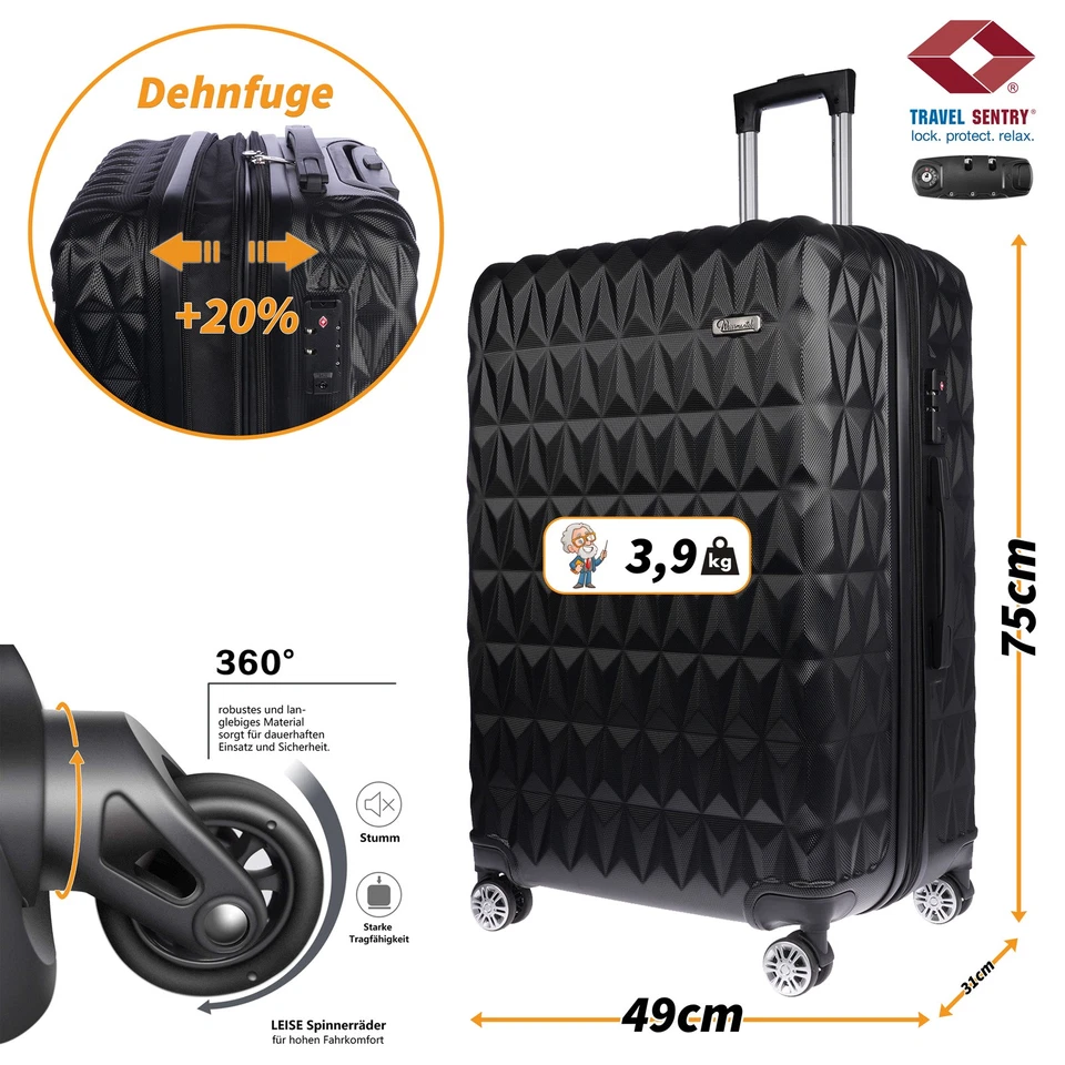 XXL 138L Koffer Reisekoffer Travel Hartschalenkoffer Reisen 49x75x32 cm Herren - Bild 1 von 4