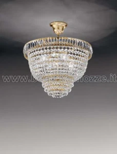 LAMPADARIO SOSPENSIONE ROMA CON CRISTALLI STRUTTURA ORO O CROMO 3 LUCI - Imagen 1 de 1