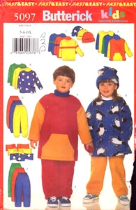 Butterick 5097 - Top-Pantalones para niños-Sombrero y Bufanda-Ajuste suelto-5-6x - Imagen 1 de 5