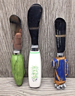 Bolsa de golf con esparcidor de queso, maíz sobre mazorca, cuchillos florales 3 piezas aproximadamente 5" de largo Foto 1 de 4