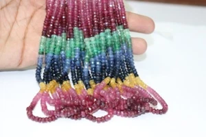 Natürlicher Multi Saphir Facettiert Rondell 3-5 mm Edelstein Schmuck Herstellung Perlen 12 Zoll - Bild 1 von 10
