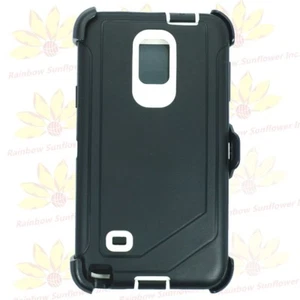 For Samsung Galaxy Note 4 Defender Case Cover W/Screen&Belt Clip Holster BK WT - Picture 1 of 4