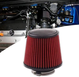 3" 76mm High Flow Inlet Cleaner Dry Filter Cold Air Intake Cone Universal Red - Picture 1 of 8