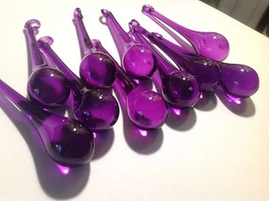 Raindrop Glass Crystals 75MM Purple - 10 PCS (P135) - Picture 1 of 3