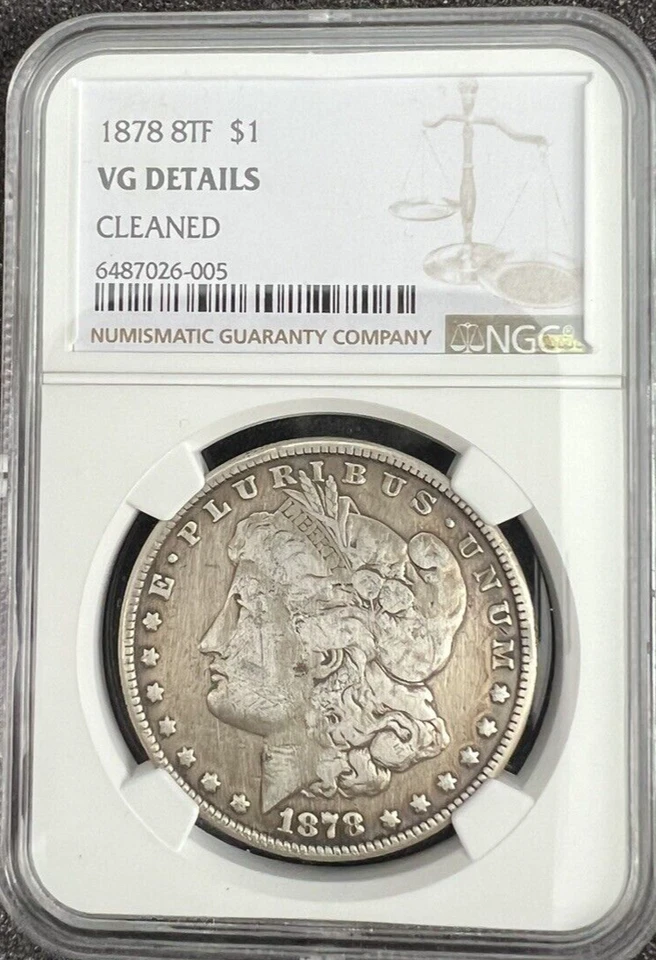 1878 8tf morgan silver dollar NGC Vg Cleaned  - Image 1 of 4