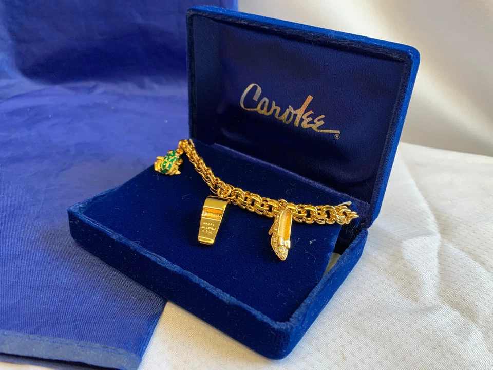 Pulsera Carolee Dije 7" Moda Joyería Esmalte Estrás Rana Silbato Moneda Foto 1 de 4