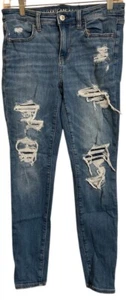 American Eagle woman’s next level ripped stretch Skinny jeans size 4 Short 29x27 - Picture 1 of 15