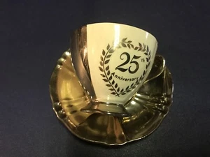BONE CHINA CUP & SAUCER BY ROYAL WINTON GRIMWADES 25th ANNIVERSARY - Picture 1 of 3