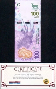 Argentina 100 Pesos  Taruca 2018 UNC banknote Fauna Series Sufix A - Picture 1 of 2