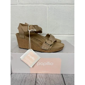 Papillio Soley Ring Buckle Wedge Sandals Sandcastle Narrow Fit Size 37 US 6 - Picture 1 of 8