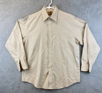 Camisa de vestir Gold Label para hombre L beige algodón abotonada manga larga / 82-18 Foto 1 de 4