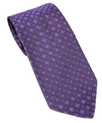 PAUL STUART Mens Silk Tie Diamond Link Geometric 3 5/8 x 57 Purple Orange USA - Image 1 of 4