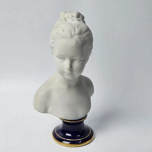Tharaud Limoges STATUINA Scultura Porcellana BISCUIT Busto Femminile Figurina - Foto 1 di 6