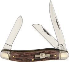 Rough Rider Brown Stag Bone Stockman 3 Blade Folding Pocket Knife RR158