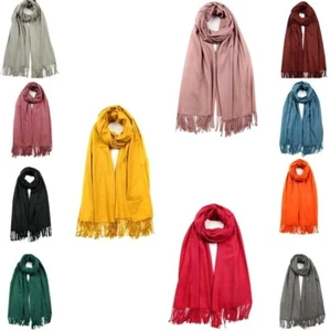 Klassischer unifarbener Schal mit Quastensaum - Bild 1 von 14