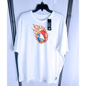 T-shirt Adidas On Fire manica corta uomo bianca maglietta vestibilità ampia taglia XL - Foto 1 di 4