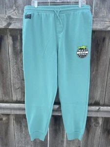 Maui And Sons Sweatpants Mens XL Teal Drawstring Comfy 3 Pocket Turquoise - Picture 1 of 17