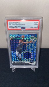 Anthony Edwards RC 2020-21 Panini Mosaic Blue Reactive Prizm PSA 9 #201  READ!
