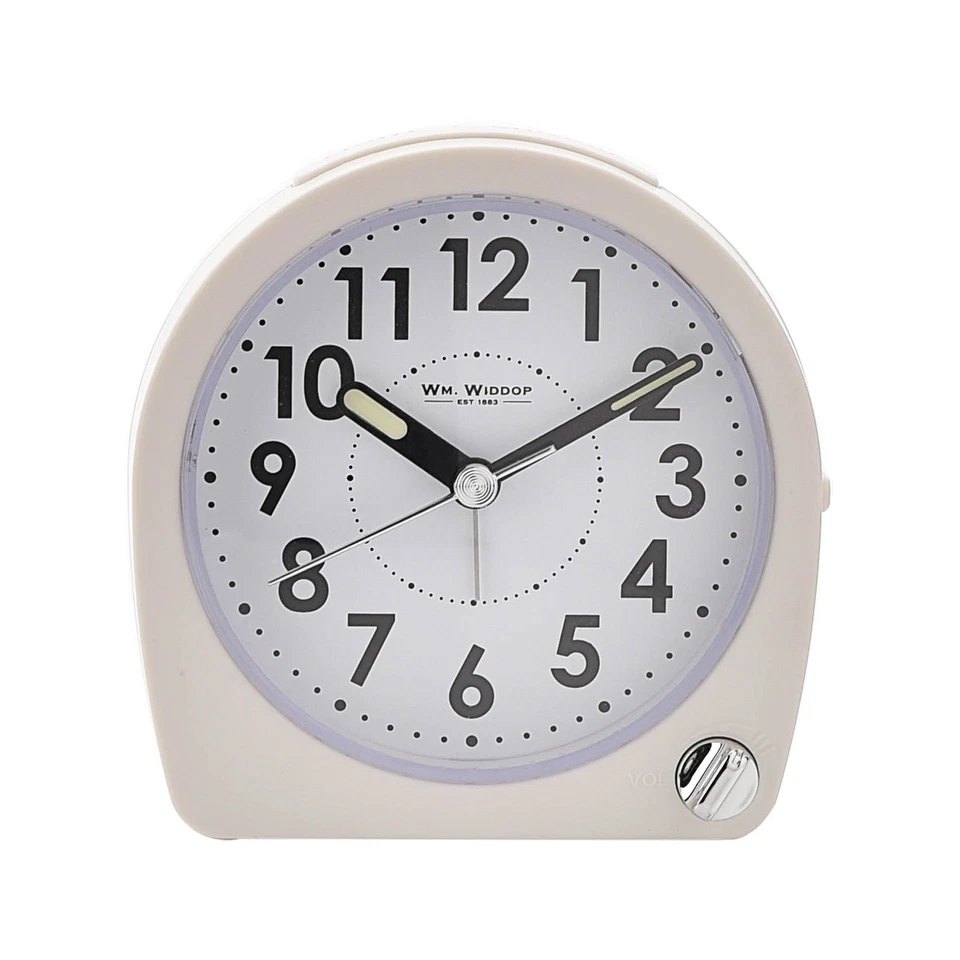Wm. Widdop Round Alarm Clock Light, Snooze, Sweep - White - Image 1 of 1