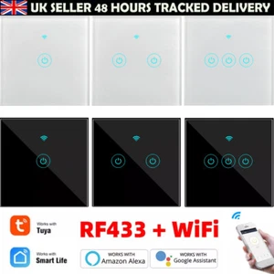 Tuya Smart Wifi Touch Light Switch NO Neutral Wire Required - UK 1/2/3 Gang . - Picture 1 of 29