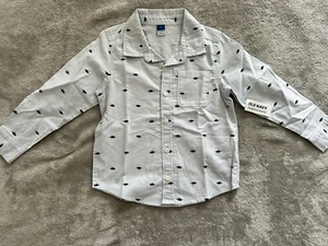 Boys Blue Long Sleeve Button Up shirt 5t Dinosaurs #I - Picture 1 of 2