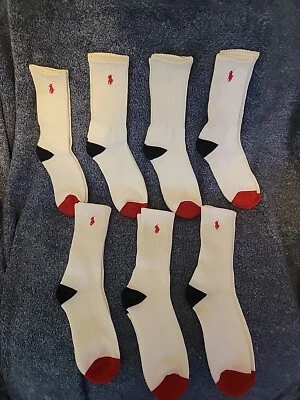 Polo Ralph Lauren Adulto 7 Pares Meias Tripulação Clássico Esporte Almofadado Tamanho Desconhecido  - Imagem 1 de 4