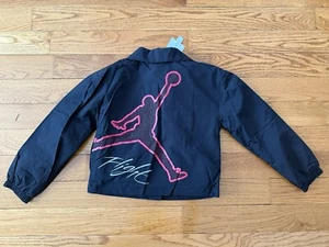 Jordan Kids Coaches Jacket Black Youth Large Windbreaker Red Logo NEW NWT - Picture 1 of 3
