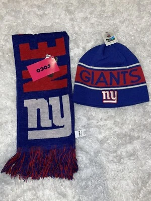 NFL New York Giants Suéter Feo Bufanda Reversible 64" por 7" y Sombrero Tejido Foto 1 de 4