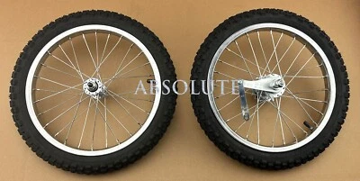 16" CHROME HEAVY DUTY 28 SPOKE BICYCLE WHEEL SET W/ MOUNTAIN SAFARI 2.00 TIRES. - Image 1 of 2