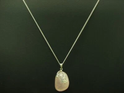 835 Argento Catena & 925 Sterling Ciondolo Con Quarzo Rosa / 11,2g/52,0cm - Immagine 1 di 4