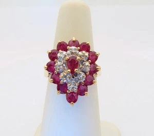 Antique Ruby Diamond Ring Natural 1.76 ctw 14k Solid Gold Size 5.5 R926 - Picture 1 of 10