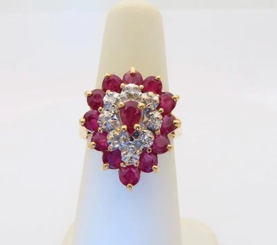 Antique Ruby Diamond Ring Natural 1.76 ctw 14k Solid Gold Size 5.5 R926 - Image 1 of 4